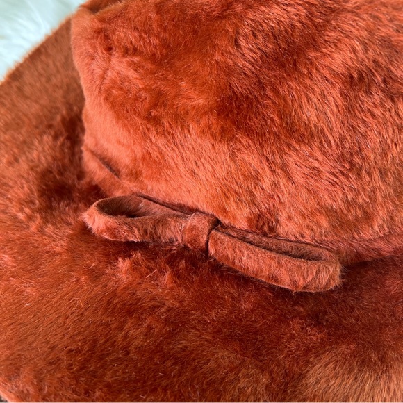Vintage Red Rust Velvet Wide-Brimmed Hat Made in Italy for Filenes main image 5